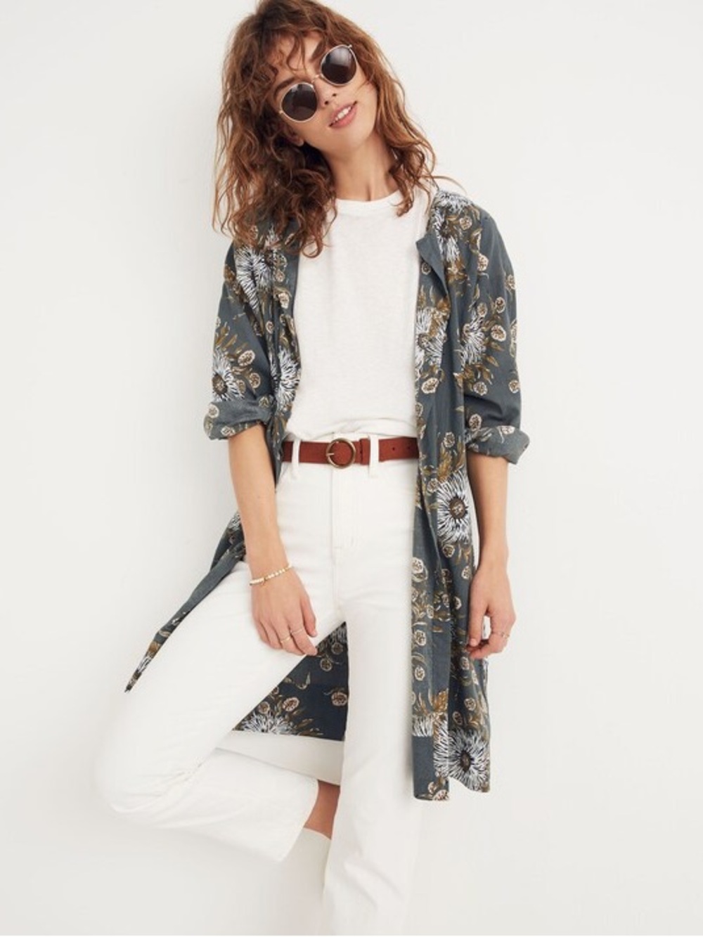 Madewell Robe Jacket in Painted Blooms Women’s Medium Van Architect Green